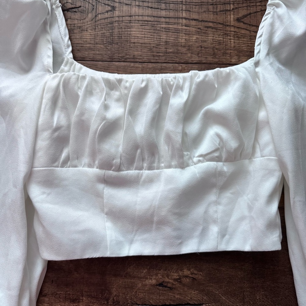 Princess Polly Ariah Long Sleeve Top in white sz 8 - Picture 3 of 9